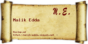 Malik Edda névjegykártya